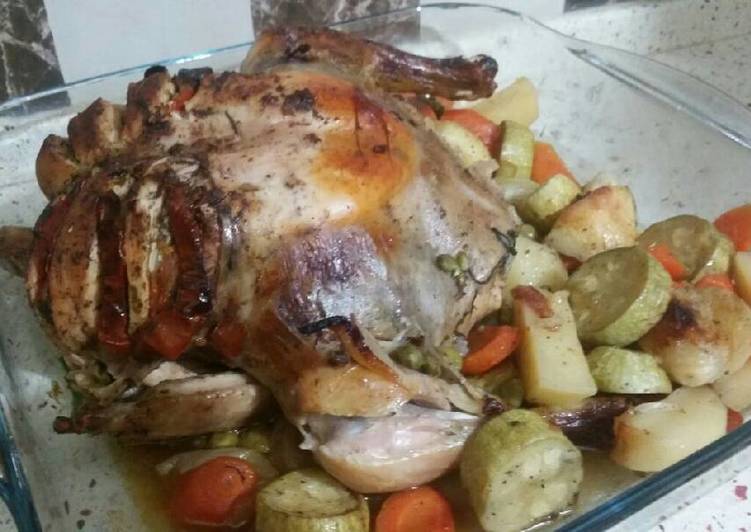 دجاج محشي رز وخضار