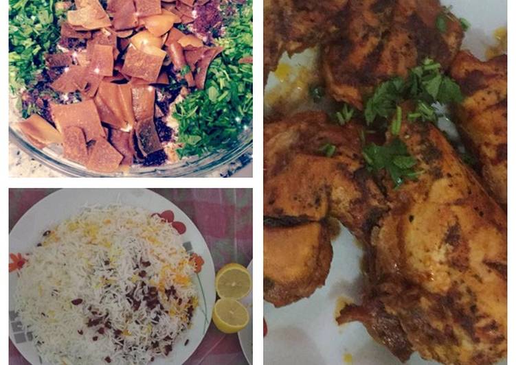 رز بالزعفران +دجاج بالبهارات