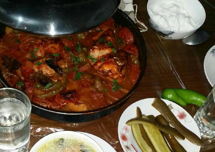 صينية الدجاج مع الخضار