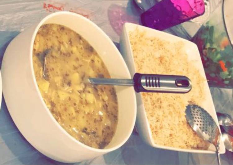 يخنة بطاطا مع دجاج ورز