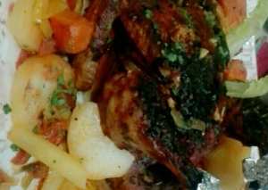 دجاج مشوي مع الخضار