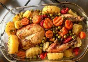 دجاج مع خضار