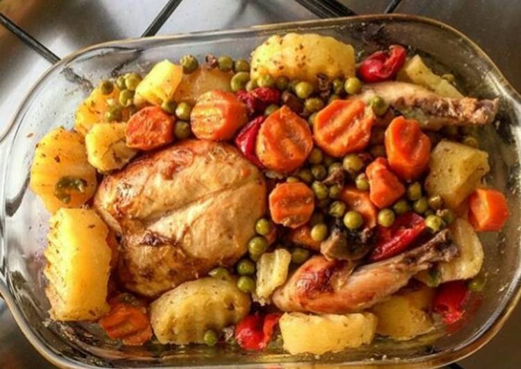 دجاج مع خضار