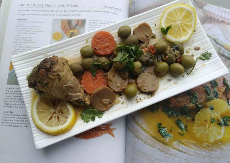 افخاذ دجاج محشية بالزيتون