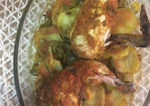 دجاج متبل بالفرن والأرز الابيض