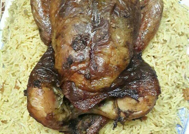 فراخ مشوية بالزجاجة مع الكبسة