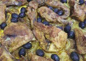 دجاج شوي مع زيتون