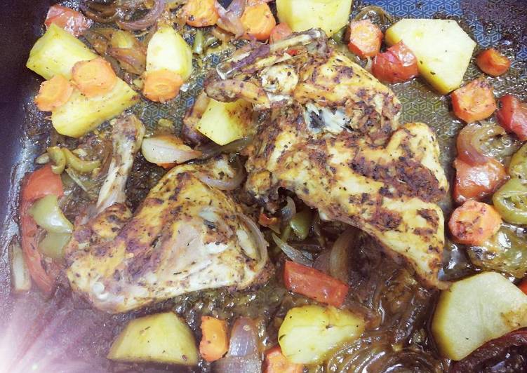 صينيه دجاج مع خضار بالفرن😄