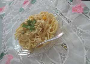 مكرونة الفريدو بالدجاج اللذيذة 🍝