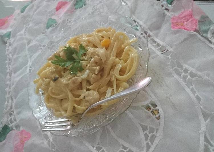 مكرونة الفريدو بالدجاج اللذيذة 🍝