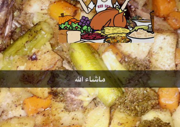 صينية دجاج بالخضار