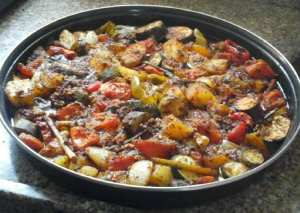 بطاطا بالخضار بدون لحم أو دجاج بالفرن