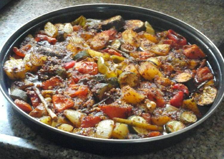 بطاطا بالخضار بدون لحم أو دجاج بالفرن