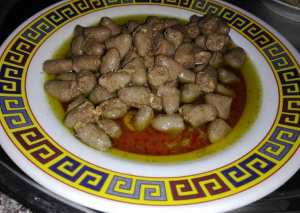 قلوبات دجاج مع زيت زيتون