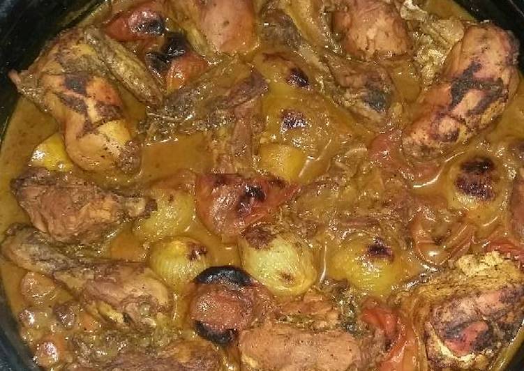 دجاج بالفحم مع رز بالخضار