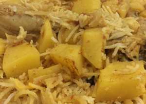 كبسة دجاج مع بطاطا