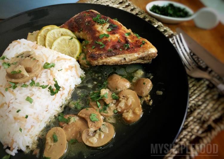 دجاج بصلصة الفطر