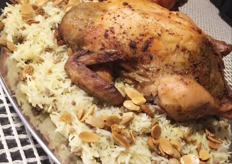 دجاج محشي برز ولحمة