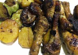 أفخاذ الدجاج مع الخضار