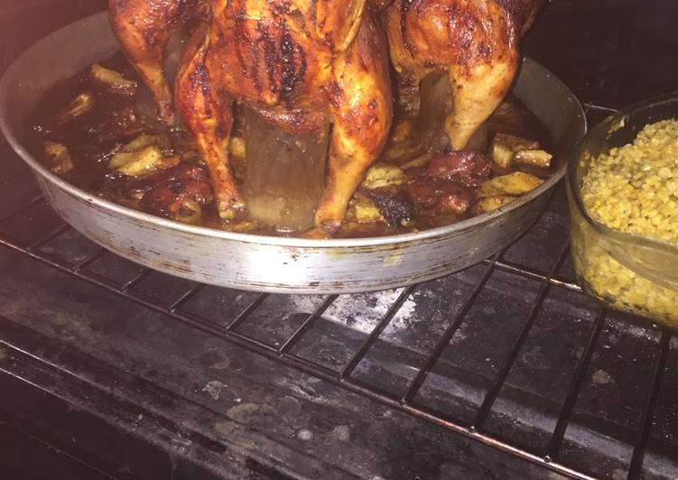 دجاج بالفرن على قنينة البيبسي الفارغه