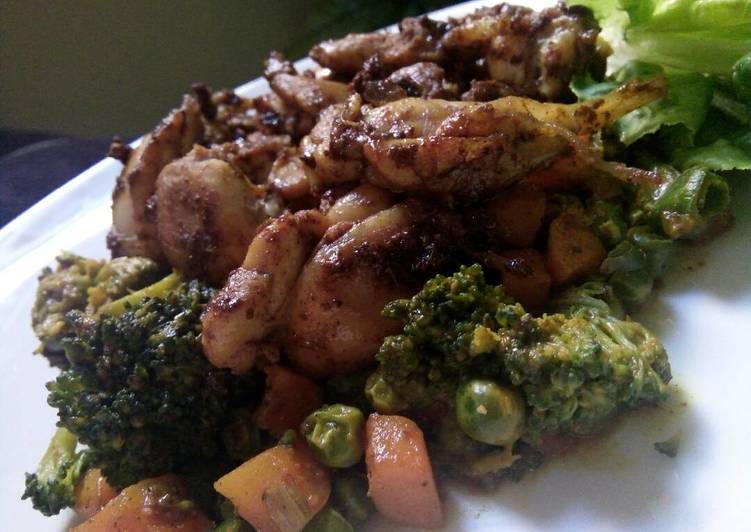 خضار سوتيه بالجنزبيل و فراخ بالقرفه مشويه