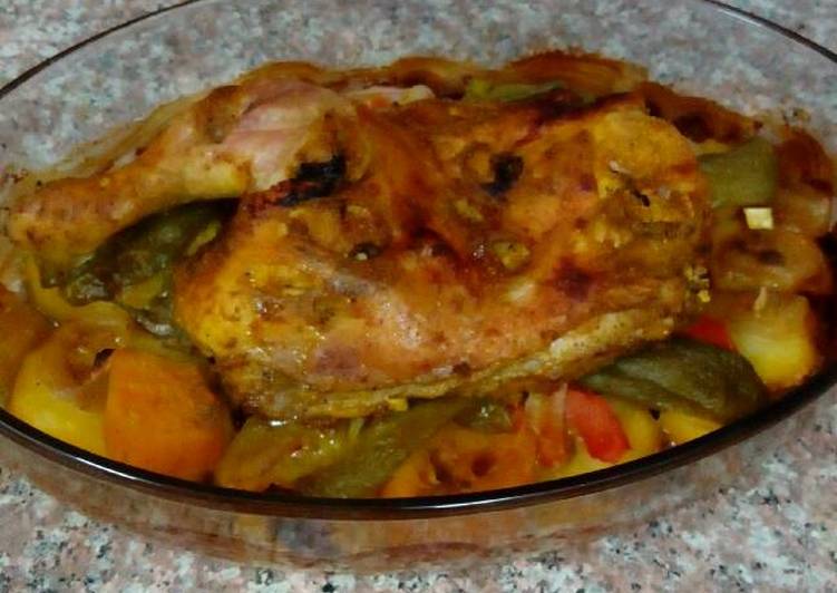 صينية دجاج بالخضار