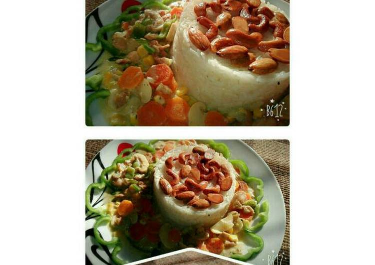 دجاج وخضار بالكريمة