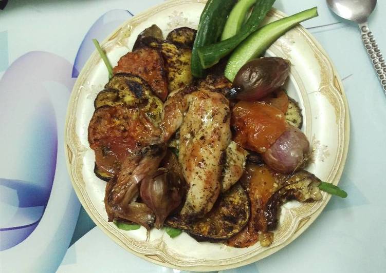دجاج مشوي بالباذنجان وصفات دايت