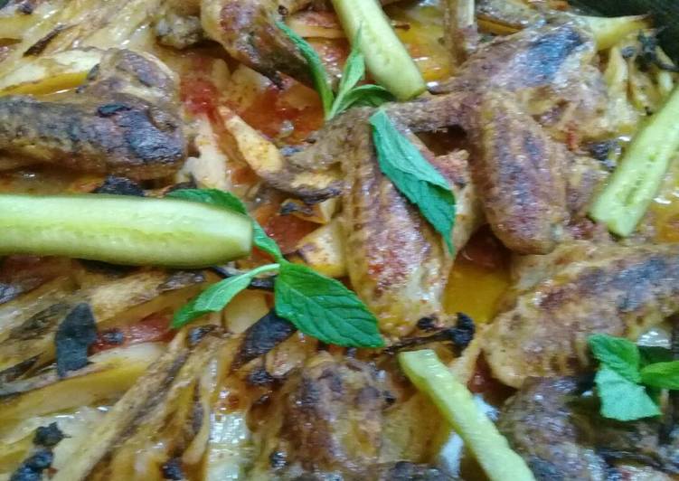 أجنحة دجاج بالزبادي والزعتر