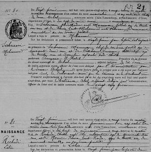 1882 Instauration de l’état civil en Algérie