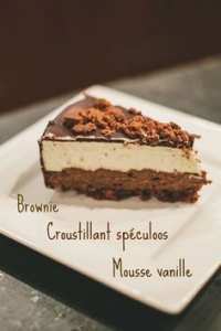 Entremets brownie, croustillant spéculoos et mousse vanille