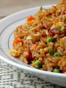 Riz cantonnais aux lardons