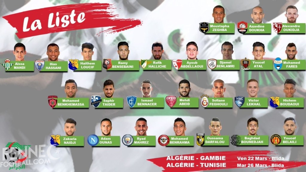 EN: Liste des 26 joueurs convoqués aux matchs face à la Gambie et la Tunisie