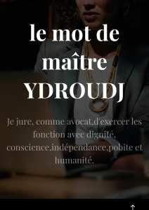 Cabinet d'avocats maitre YDROUDJ 213 (0) 555 58 83 37/ E-mail: Nesrineydroudj@gmail.com/ site web: http://www.avocate-alger.com