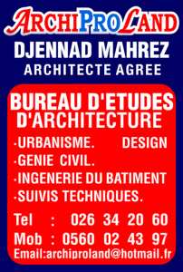 BUREAU D'ARCHITECTURE -ARCHIPROLAND- DJENNAD MAHREZ