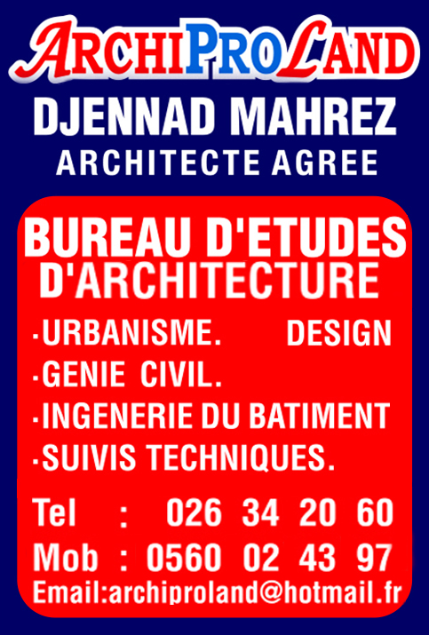 BUREAU D'ARCHITECTURE -ARCHIPROLAND- DJENNAD MAHREZ