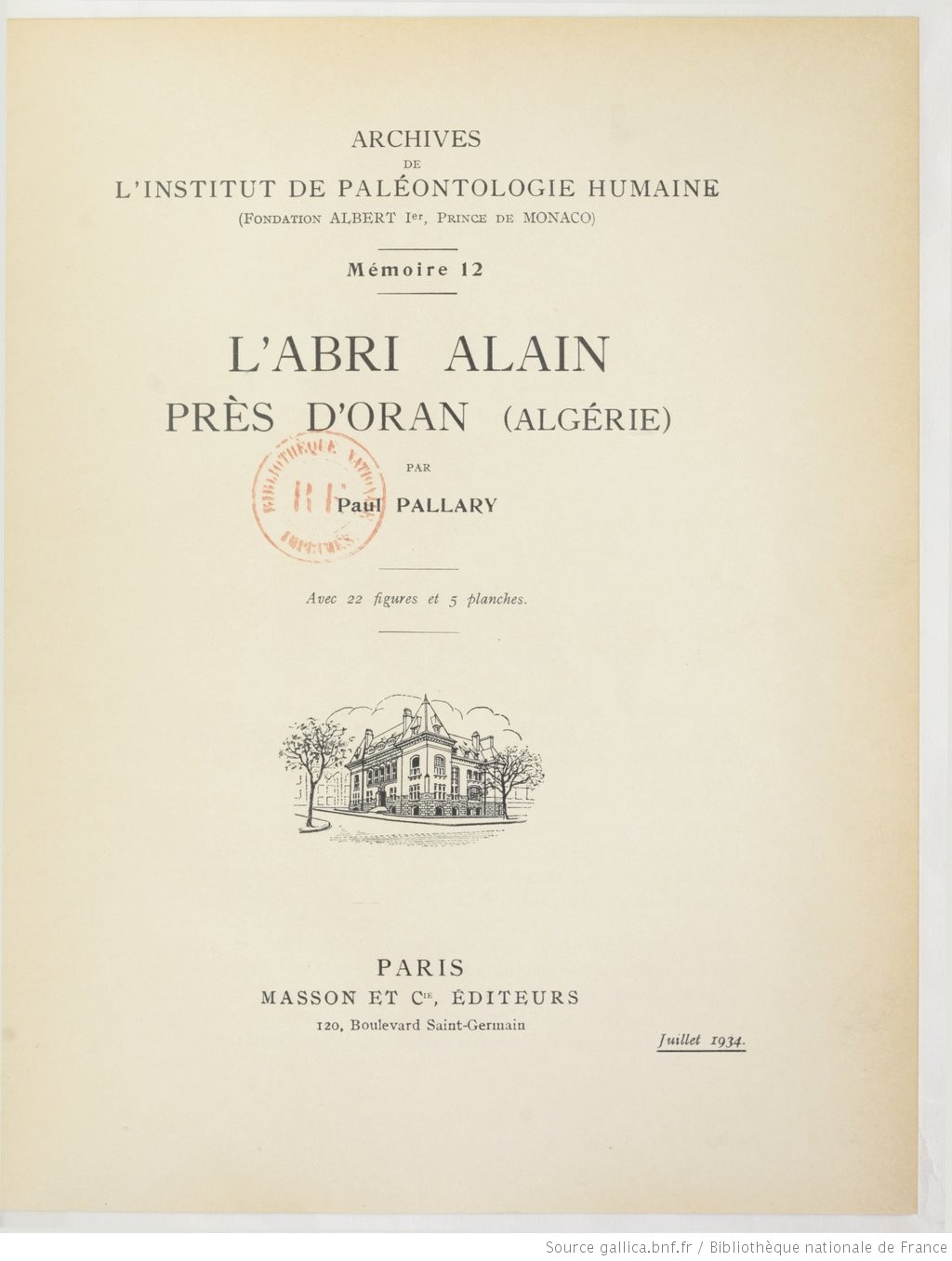 L'ABRI ALAIN PRÈS D'ORAN (ALGÉRIE)