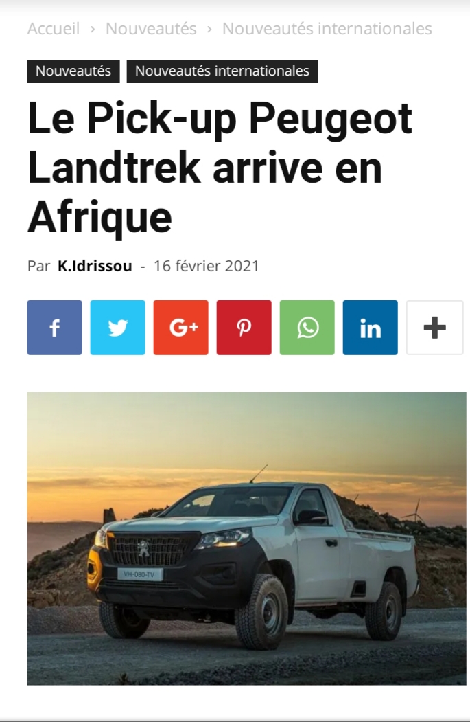 Nouveau Pick Up Peaugeot en afrique