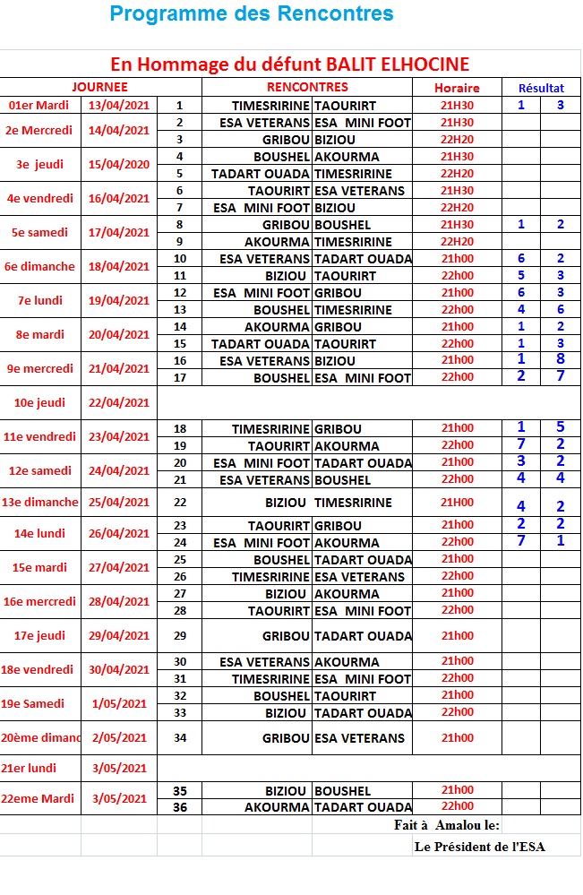 Espérance Sportive Amalou Wilaya de béjaia