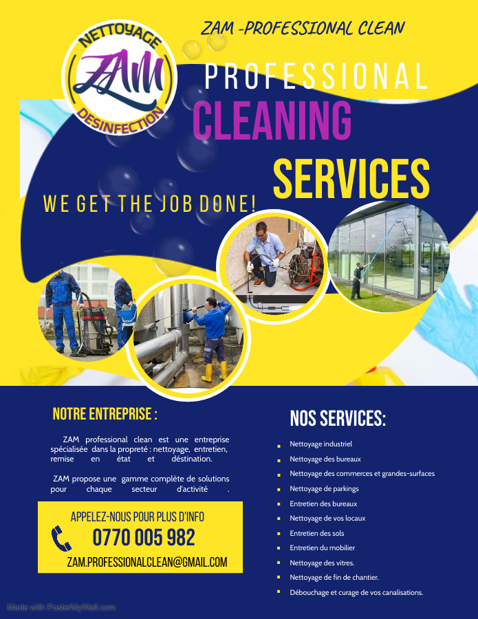 Prestations de nettoyage, entretien et désinfection