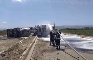 Alger - Renversement d'un camion d'essence au niveau d'un échangeur aux Eucalyptus