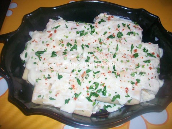 Crêpes gratinées aux épinards et blanc de poulet