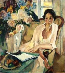 Artiste Peinte Leo Putz  Portrait of a Woman