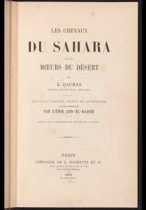 Les chevaux du Sahara et les mœurs du désert
