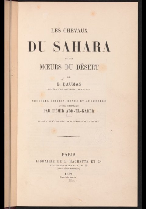 Les chevaux du Sahara et les mœurs du désert