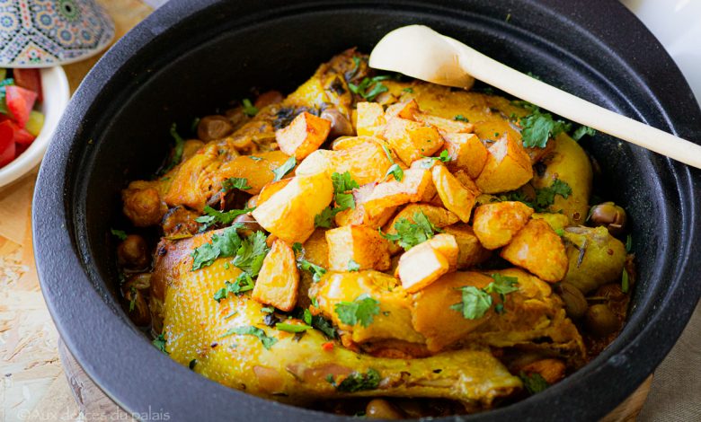 Tajine poulet aux olives et pomme de terre