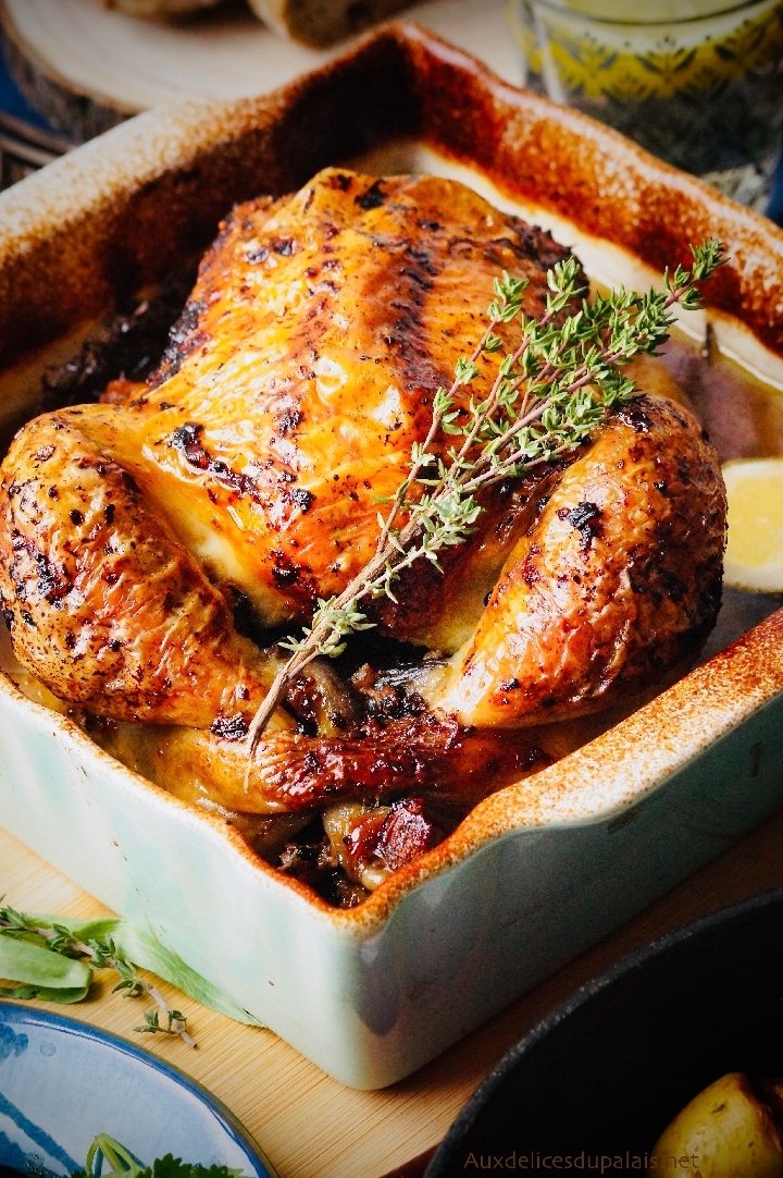 Poulet rôti au four au thym et citron