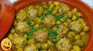 Tajine aux olives et boulettes de viande :