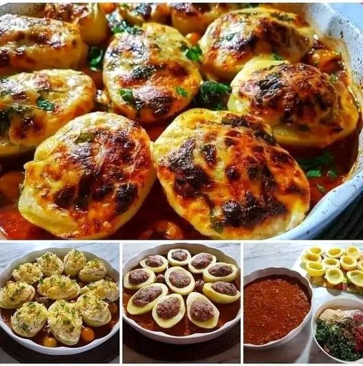 Pommes de terre farcies au four :