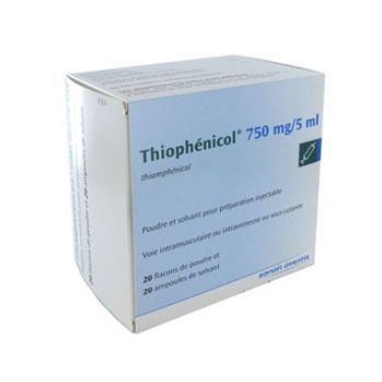 THIOPHENICOL 750MG/FL. DE PDRE. LYOPH. ET SOLV. P. SOL. INJ. B/1FL. DE LYOPH. + 1AMP. DE 5ML DE SOLV.